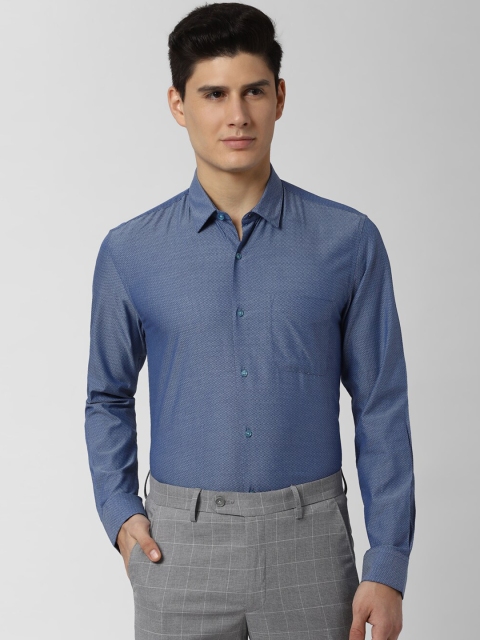 

Peter England Men Blue Regular Fit Self Design Formal Shirt