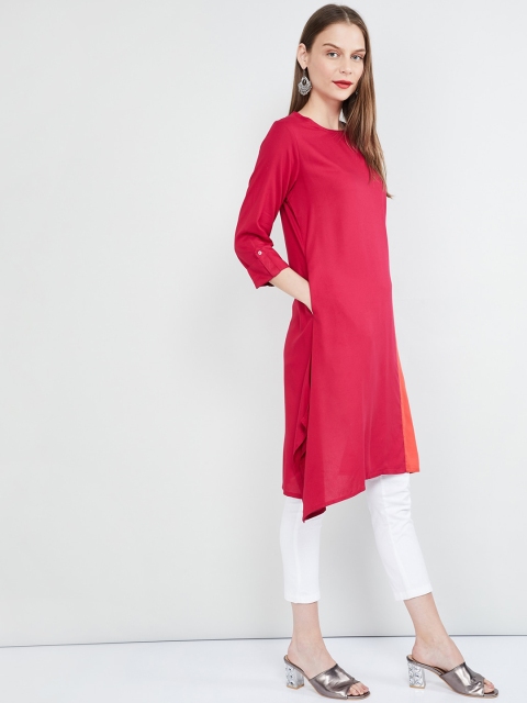 

max Women Pink Colourblocked A-Line Kurta
