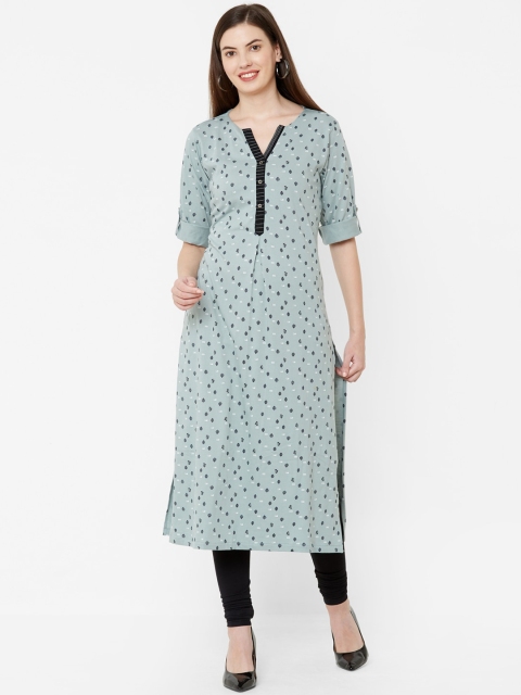 

Juliet Women Sea Green Printed Straight Kurta