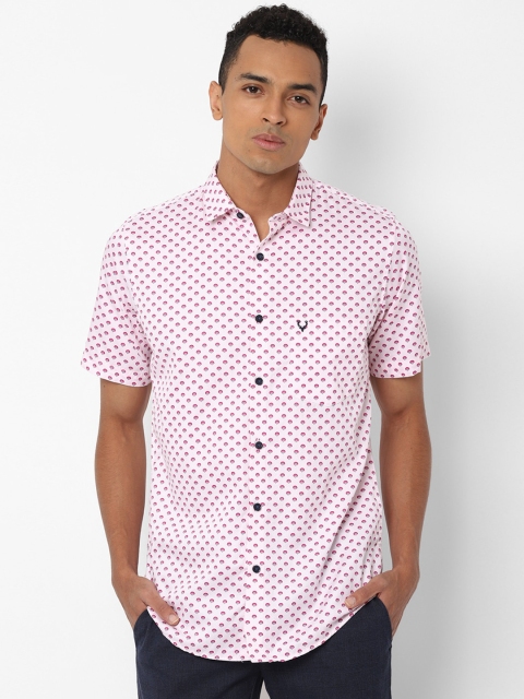 

Allen Solly Men Pink Slim Fit Printed Casual Shirt