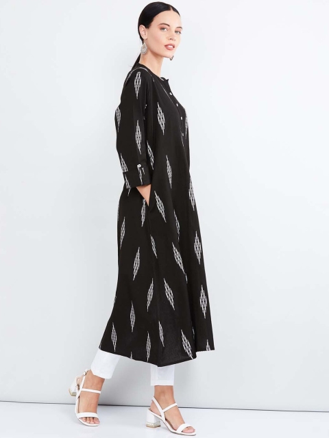 

max Women Black & Off-White Woven Design Anarkali Kurta