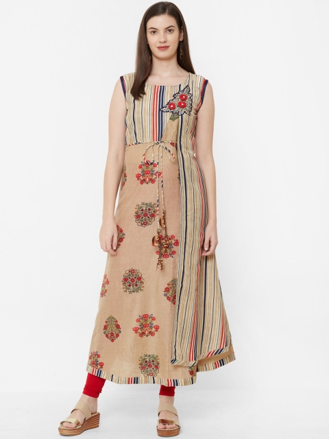 

Juliet Women Beige & Red Printed Anarkali Kurta