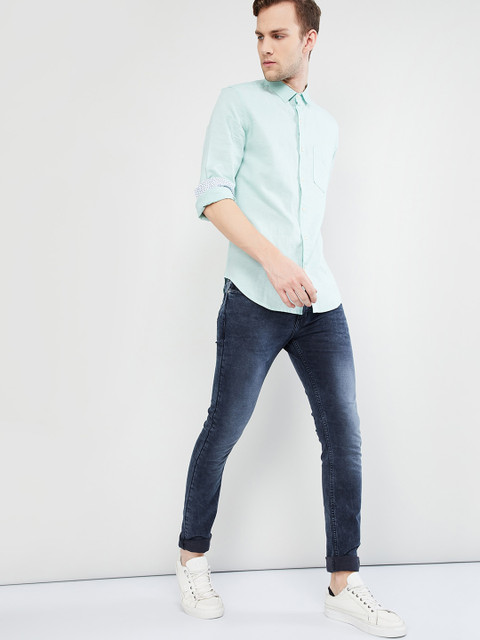 

max Men Mint Green Regular Fit Solid Casual Shirt