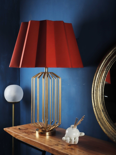 

Grated Ginger Rust Self Design Contemporary Table Lamp with Shade