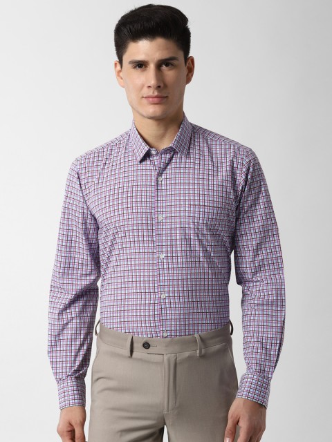 

Peter England Men Purple & Brown Regular Fit Checked Formal Shirt