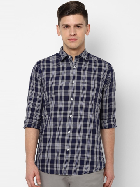 

Allen Solly Men Navy Blue & Grey Slim Fit Checked Casual Shirt