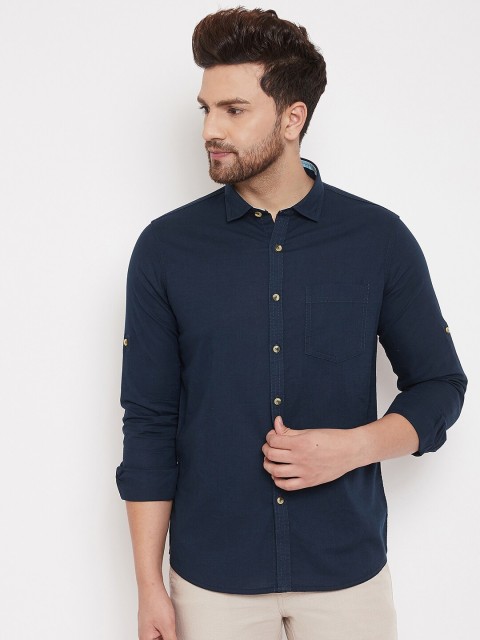 

Canary London Men Navy Blue Smart Slim Fit Solid Casual Shirt