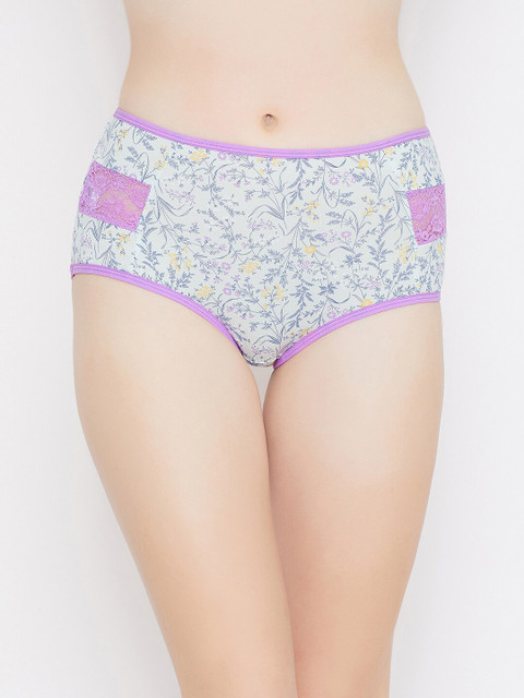 

Clovia Women White & Blue Floral Printed Hipster Briefs PN3238S033XL