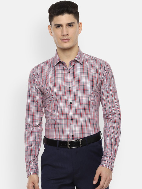 

Van Heusen Men Pink & Blue Slim Fit Checked Casual Shirt