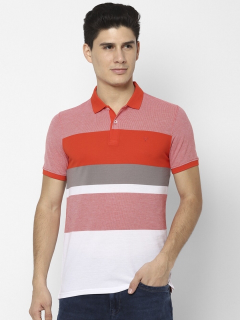 

Allen Solly Men Red & White Striped Polo Collar T-shirt