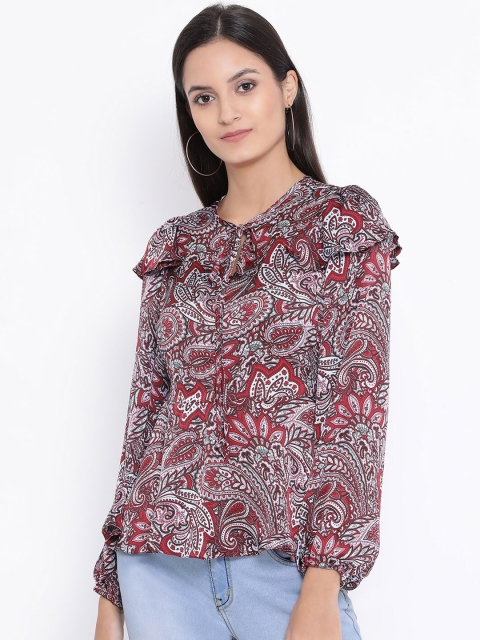 

Oxolloxo Women Multicoloured Printed Blouson Top, Multi