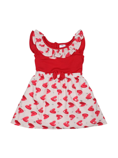 

Doodle Girls Red & Off-White Printed Fit and Flare Dress