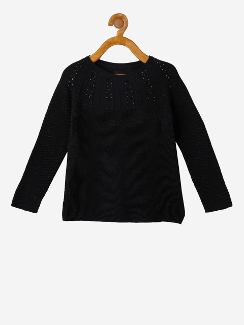 

VITAMINS Girls Black Sheen Pullover Sweater