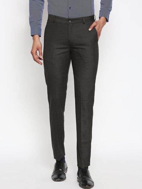 

Solemio Men Charcoal Grey Regular Fit Solid Formal Trousers