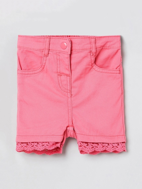 

max Girls Pink Solid Slim Fit Denim Shorts