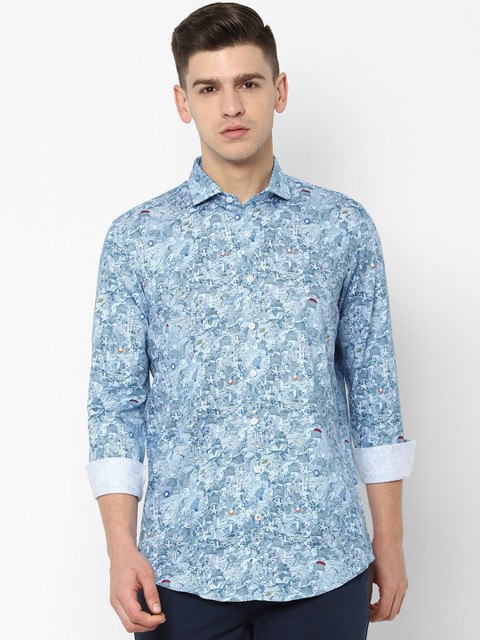 

SIMON CARTER LONDON Men Blue & White Slim Fit Printed Casual Shirt