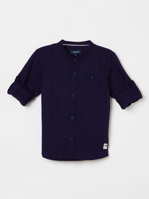 

Juniors by Lifestyle Boys Navy Blue Slim Fit Solid Casual Shirt