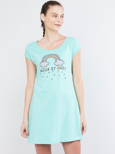 

max Turquoise Blue Printed Nightdress