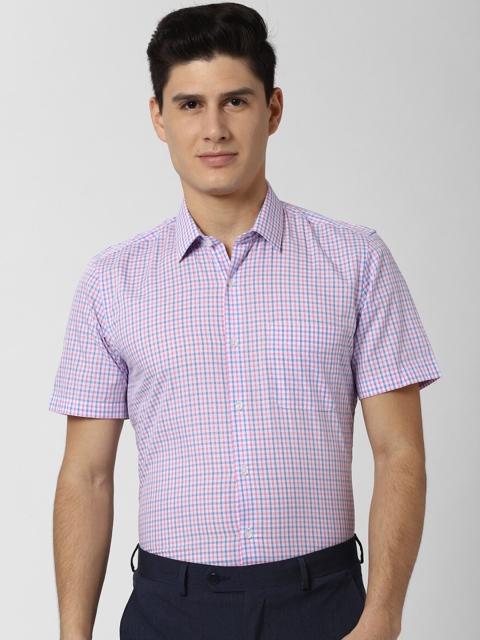 

Peter England Men Pink & Blue Slim Fit Checked Formal Shirt