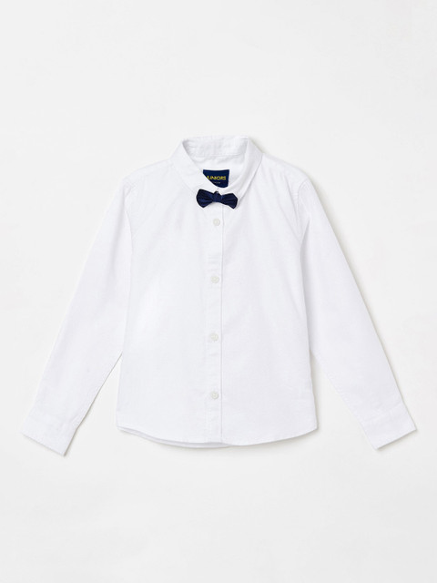 

Juniors by Lifestyle Boys White Slim Fit Solid Party Dobby Shirt