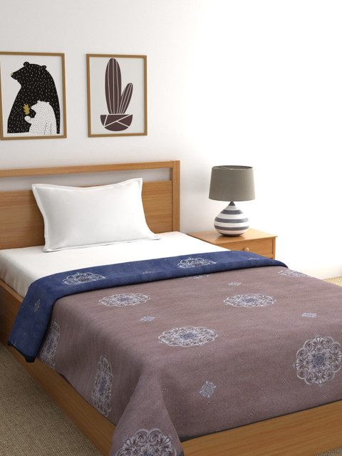

Trident Blue & Brown Floral AC Room 90 GSM Single Bed Reversible Dohar