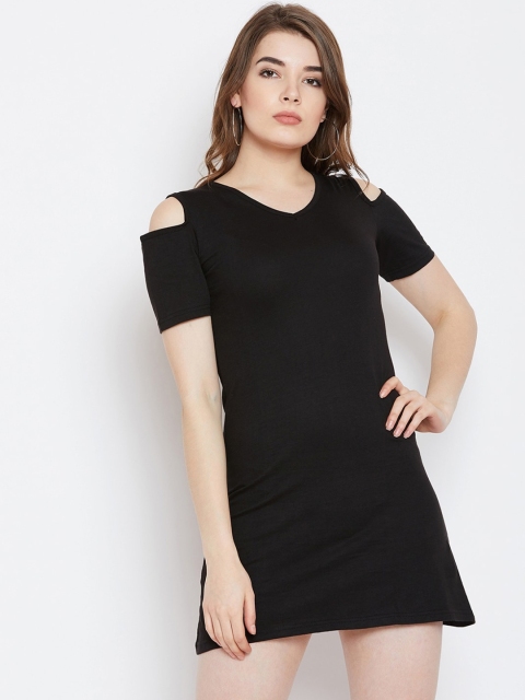 

CHROME & CORAL Women Black Solid Sheath Dress