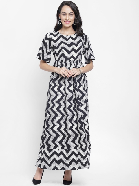 

NIXX Women Black & Grey Printed Maxi Dress