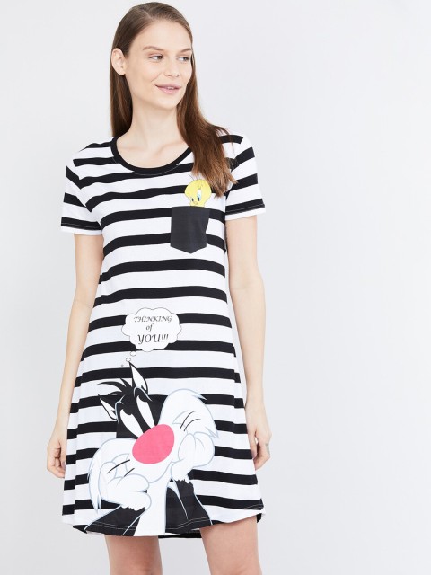 

max White & Black Striped Sleep Shirt