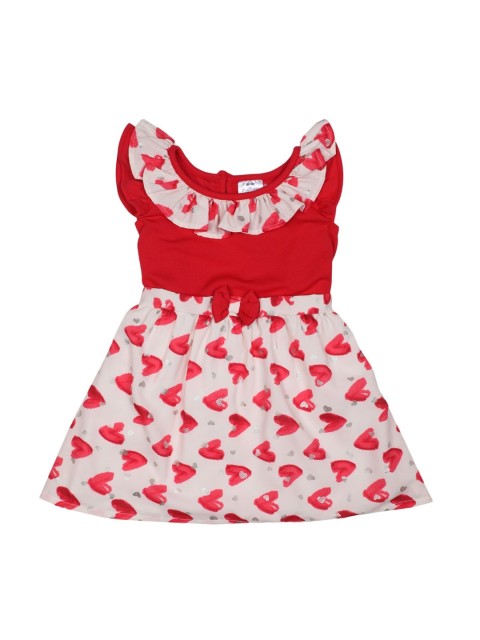 

Doodle Girls Red & Cream-Coloured Printed Fit and Flare Dress