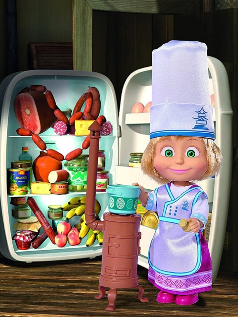 

Masha and The Bear Unisex Kids Cooking Puppet Doll, Multi