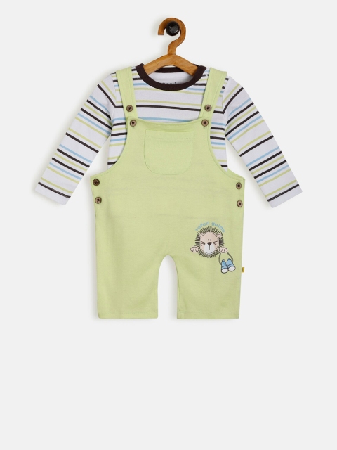 

Aomi Boys Lime Green Solid Straight-Leg Dungaree Set