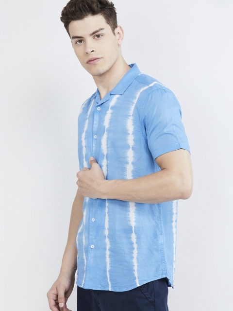 

max Men Blue & White Slim Fit Striped Casual Shirt