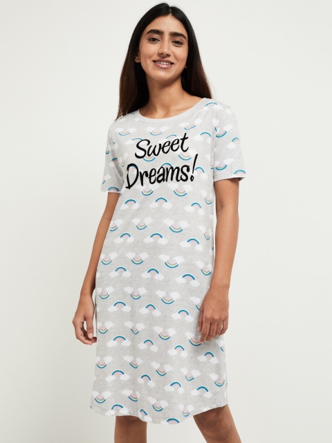

max Women Grey Printed Nightdress