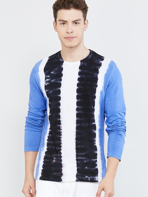 

max Men Black & Blue Dyed Round Neck T-shirt
