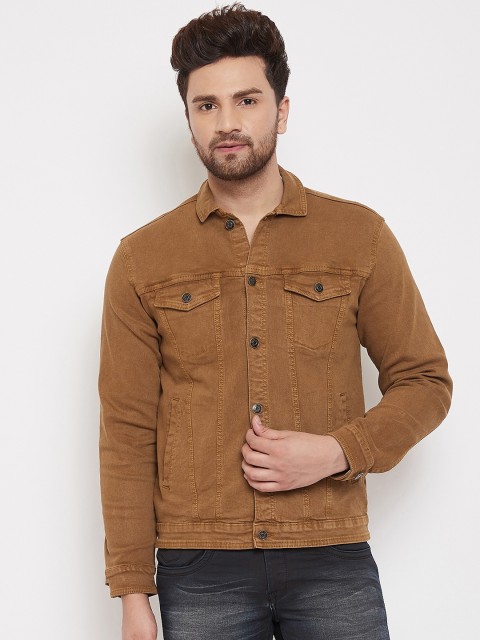 

Canary London Men Mustard Brown Solid Denim Jacket