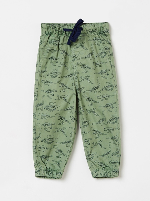 

Juniors by Lifestyle Boys Olive Green Slim Fit Printed Joggers