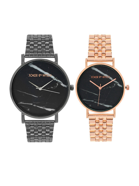 

JOKER & WITCH Unisex Set Of 2 Black & Rose-Gold-Toned Jasmine & Aladdin Couple Watches