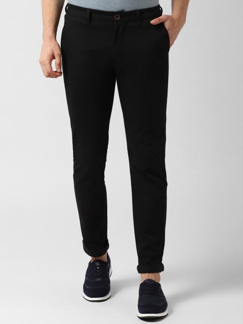 

Peter England Casuals Men Black Slim Fit Solid Regular Trousers