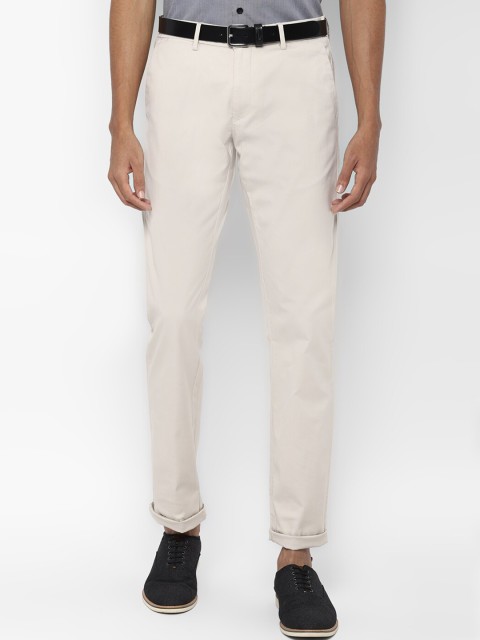 

Allen Solly Men Cream-Coloured Slim Fit Solid Regular Trousers