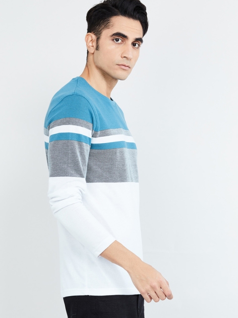 

max Men Blue Colourblocked Round Neck T-shirt