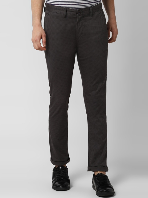

Peter England Casuals Men Grey Slim Fit Printed Regular Trousers