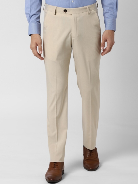 

Peter England Men Beige Slim Fit Solid Formal Trousers