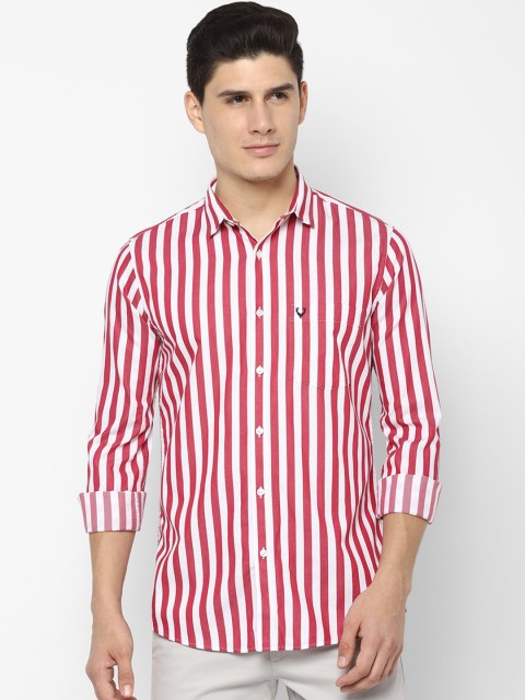 

Allen Solly Men Red & White Slim Fit Striped Casual Shirt