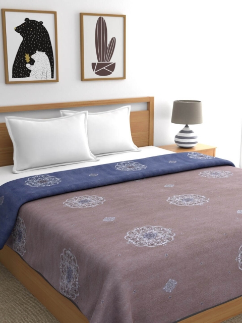 

Trident Blue & Brown Floral AC Room 90 GSM Double Bed Dohar