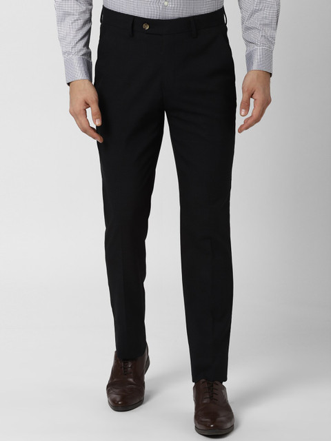 

Peter England Men Black Slim Fit Solid Formal Trousers