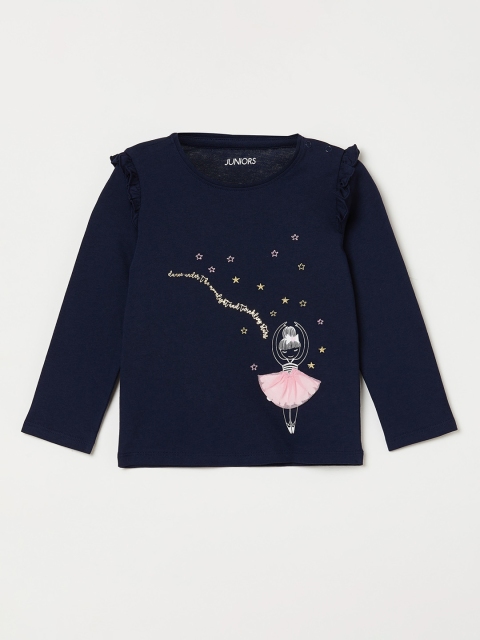 

Juniors by Lifestyle Girls Navy Blue Printed Top