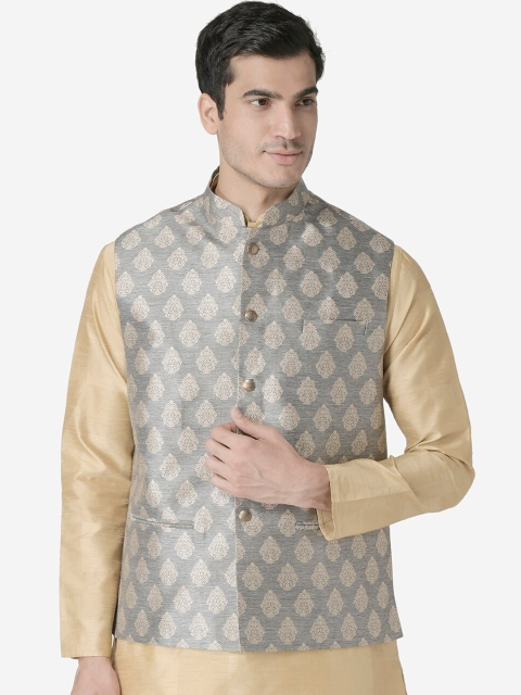 

TABARD Men Grey Woven Design Nehru Jacket