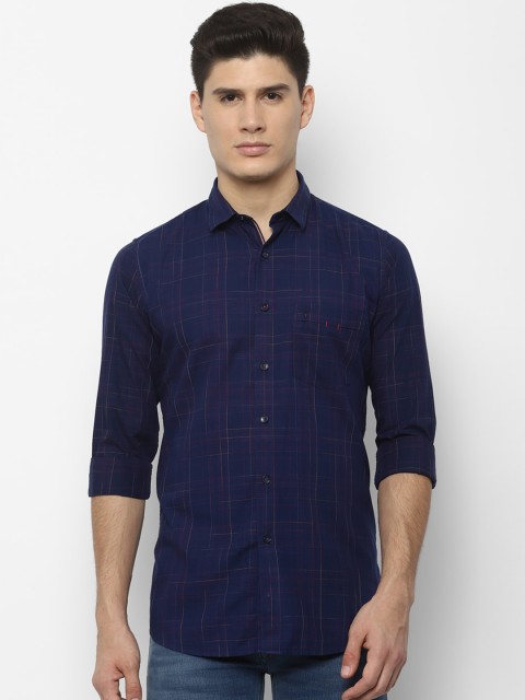 

Allen Solly Men Navy Blue Slim Fit Checked Casual Shirt
