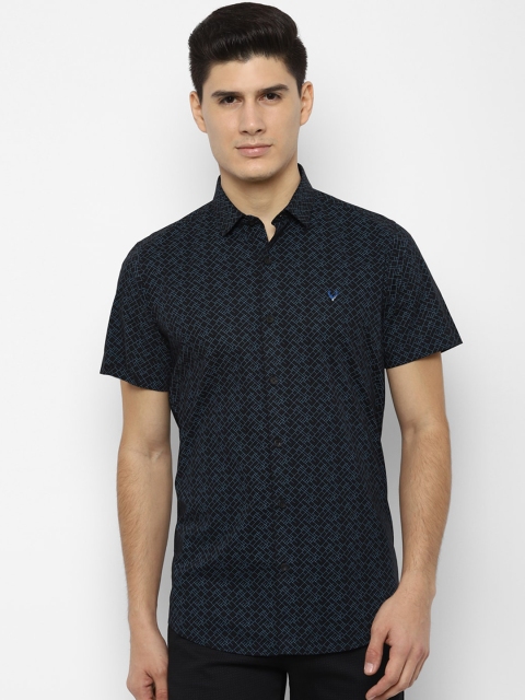 

Allen Solly Men Navy Blue & Black Slim Fit Printed Casual Shirt