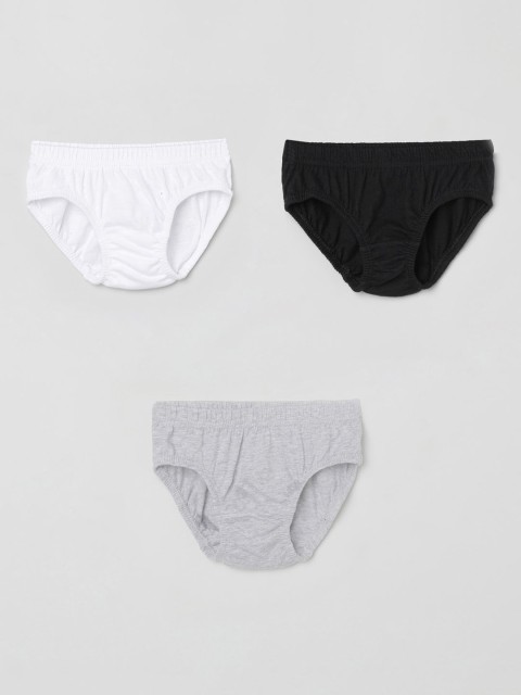 

max Boys Pack of 3 Solid Basic Briefs NOS20SDIN02MULTI, Grey melange